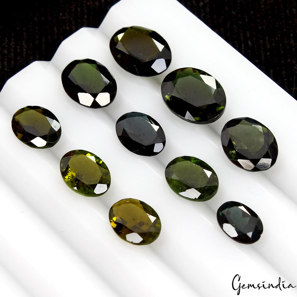 14.50 Ct Natural AAA Chrome Green Tourmaline 7-10mm Loose Oval Faceted Cut Gems
