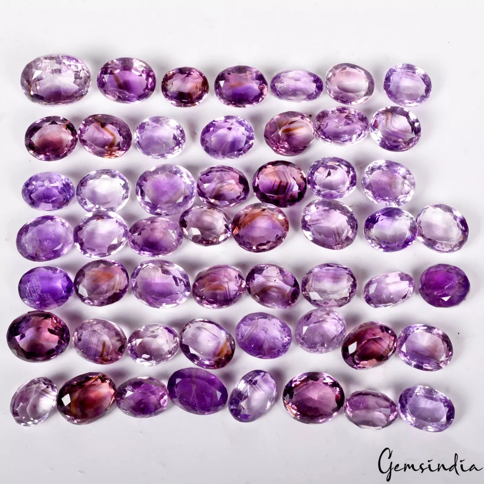 53 Pcs Natural Amethyst/Ametrine 11-16mm Untreated Oval Cut Loose Gemstones Lot