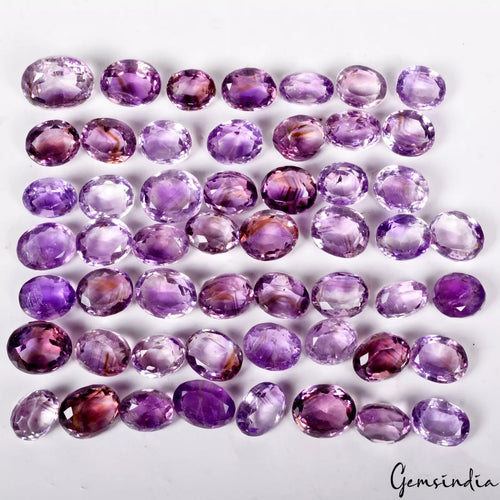 Amethyst Lot, Loose Gemstone, Oval Cut, Untreated — 53 Pieces, 11mm to 16mm, 390 Ct, Brazil