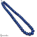 450 Cts/49 Pcs Natural Blue Lapis Lazuli Round Checker Cut Drill Bead Strand 18"