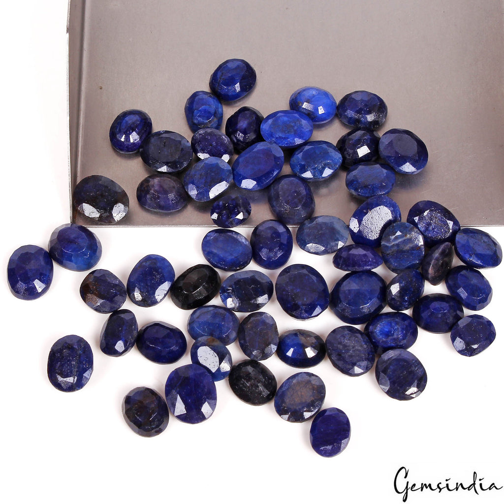 222.80 Cts/55 Pcs Natural African Blue Sapphire Oval Cut Loose Gems For Jewelry