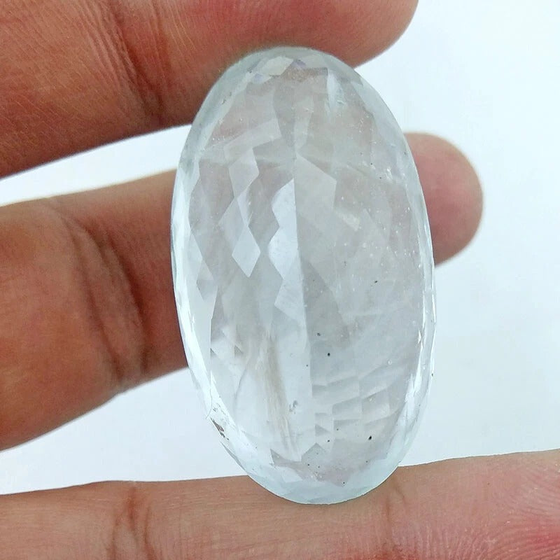 Aquamarine Loose Gemstone, Oval Cut, Untreated — 36x21x13 mm, 72.50 Ct, Brazil