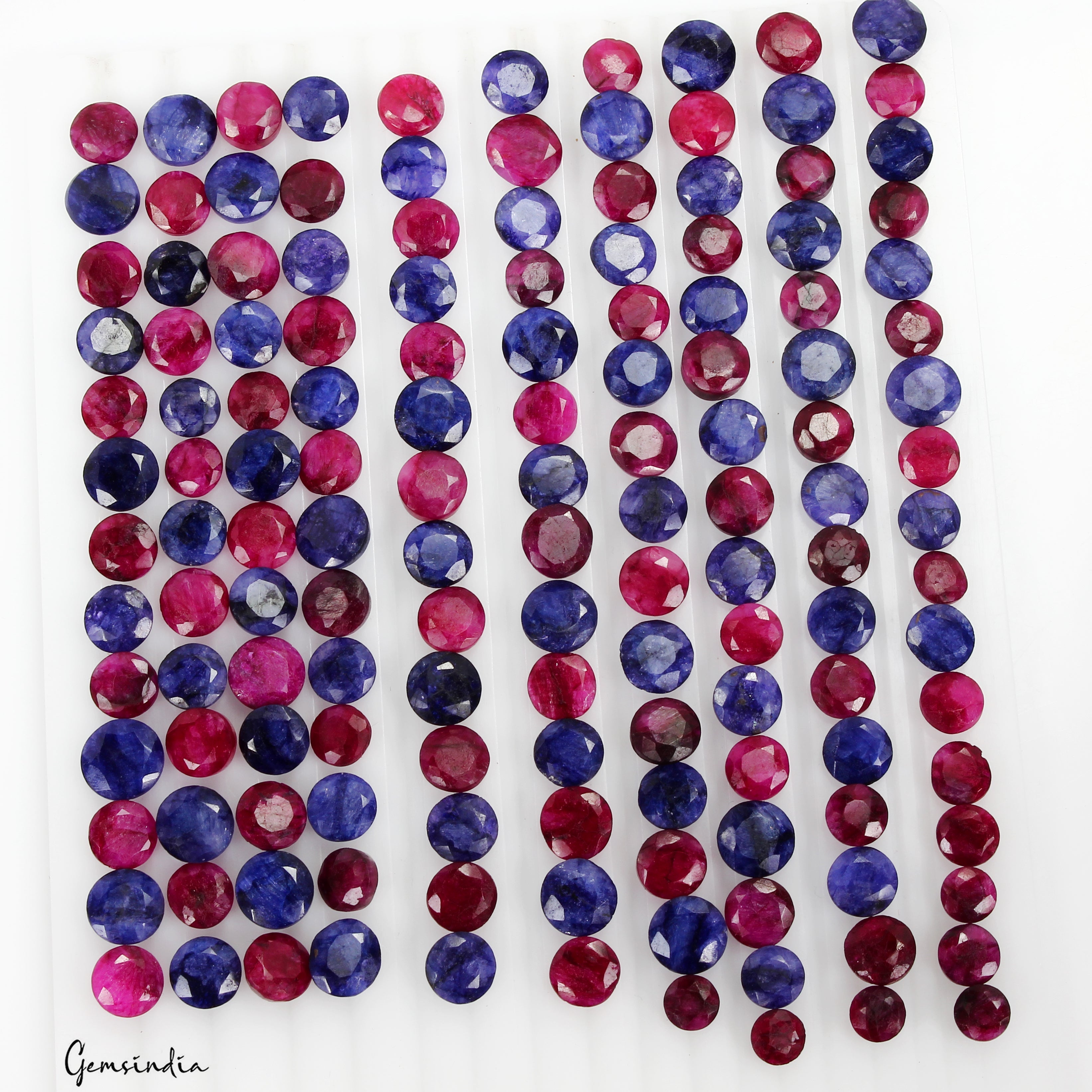 400Ct/144 Pc Natural Red & Blue Beryl Round Cut 7-10mm Loose Jewelry Making Gems