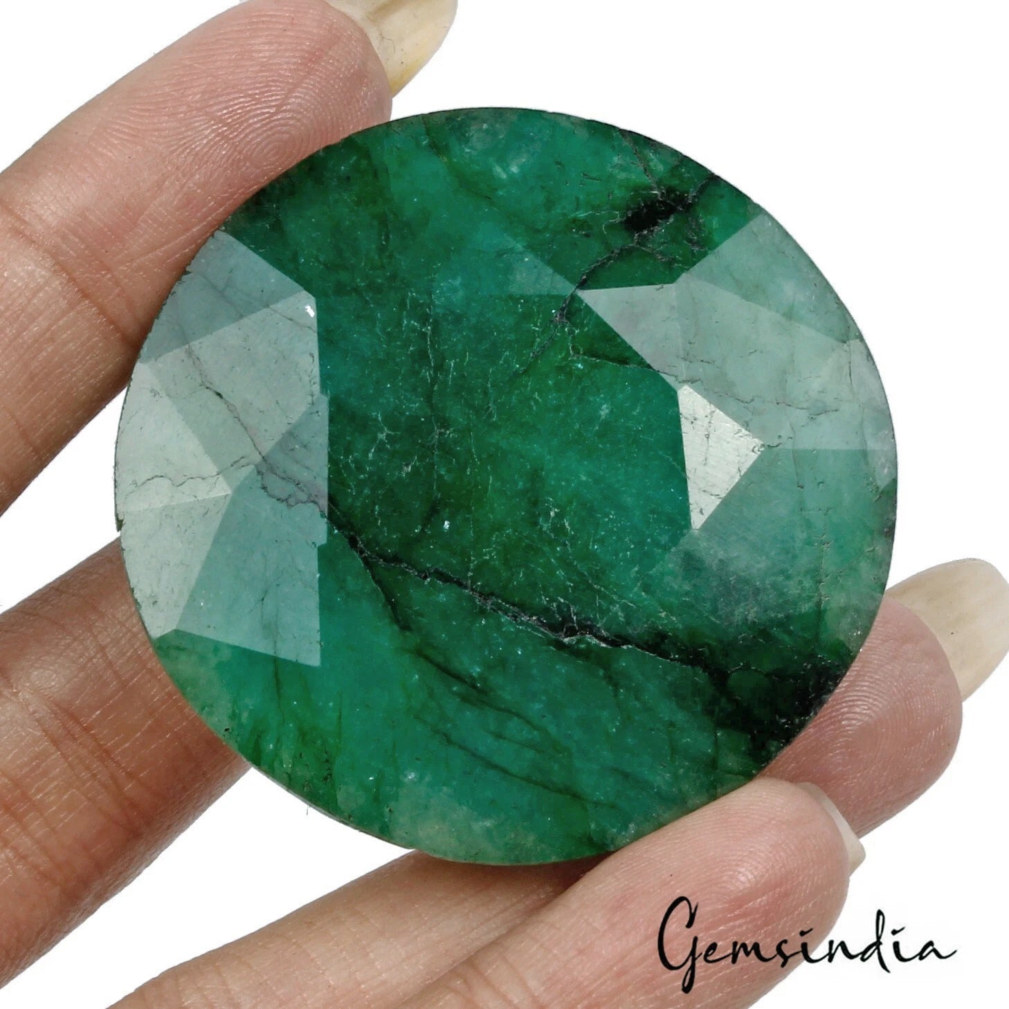 Certified 190 Ct Natural Brazilian Top Green Emerald Round Faceted Cut Loose Gem