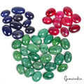 600 Cts/44 Pcs Natural Multi Color Emerald Ruby Sapphire Oval Cab Loose Gems Lot