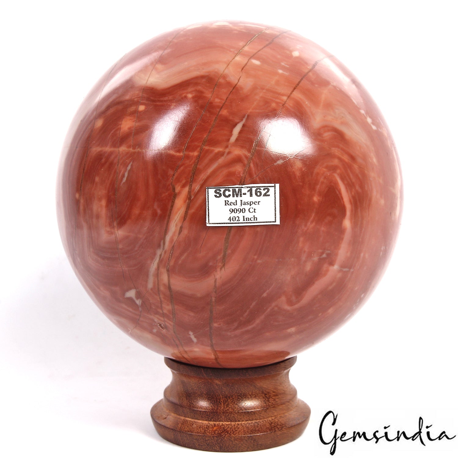 Red Jasper Sphere, Untreated — 4.2" in diameter, 1.818 Kg (9090 Ct), Madagascar
