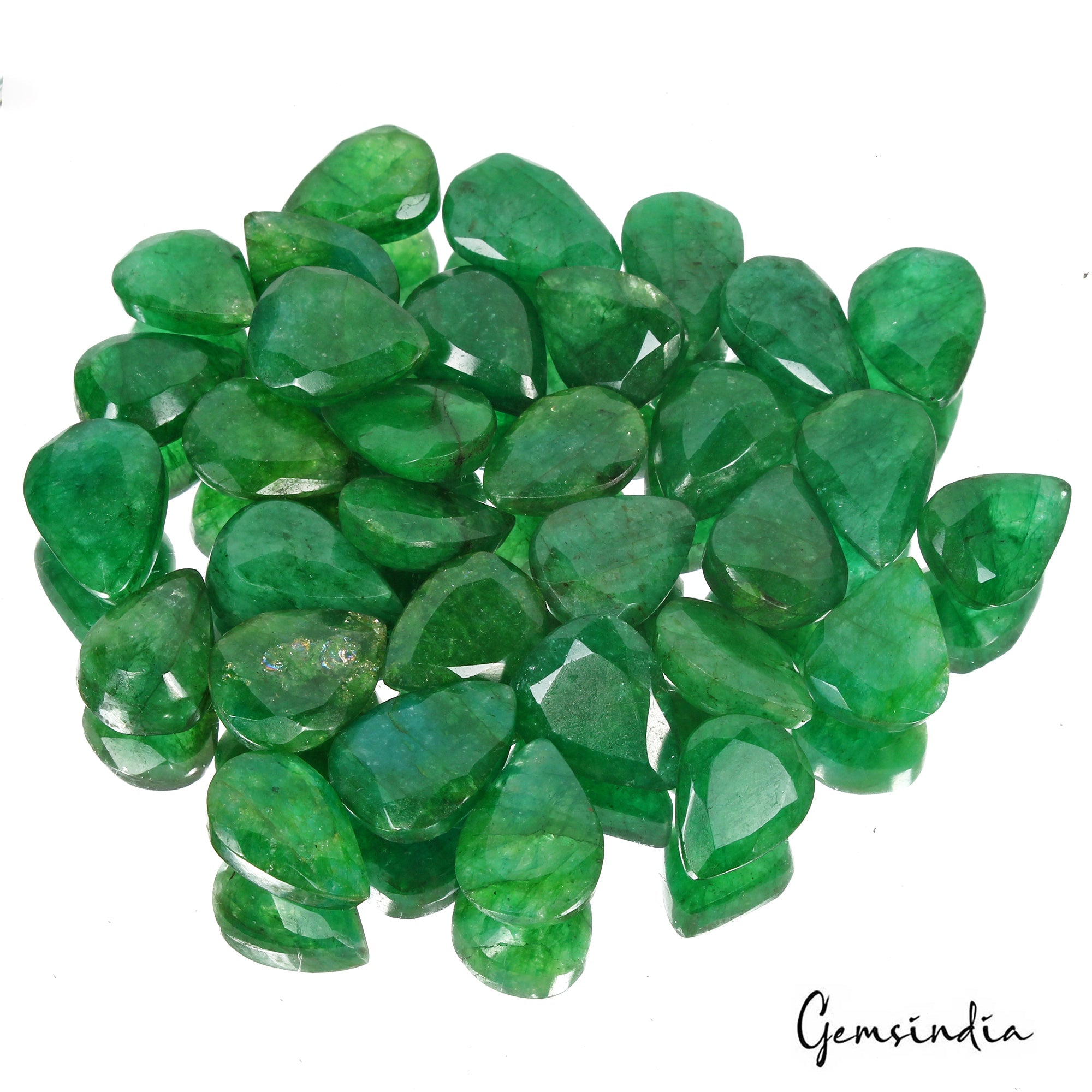 Certified 460 Cts/32 Pcs Natural Green Emerald Pear Cut Loose Gems For Jewelry