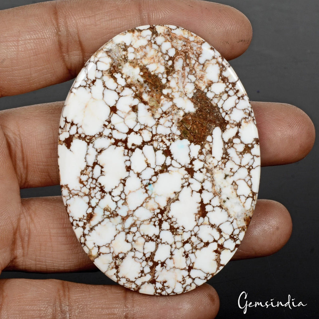 Turquoise Cabochon, Oval Cabochon, Untreated — 68 x 51 x 9mm, 270 Ct