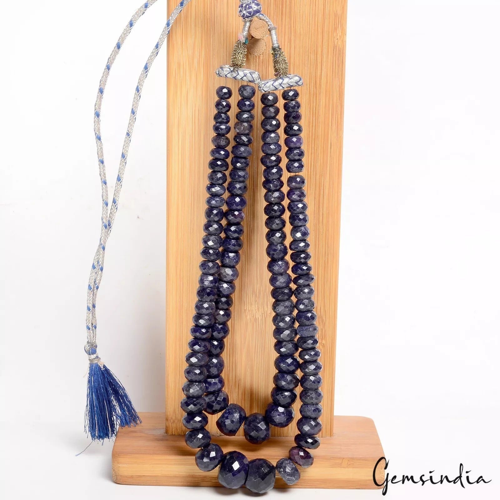1300 Ct Double Strand Natural Sapphire Necklace 9-19mm Faceted Beads Adjustable