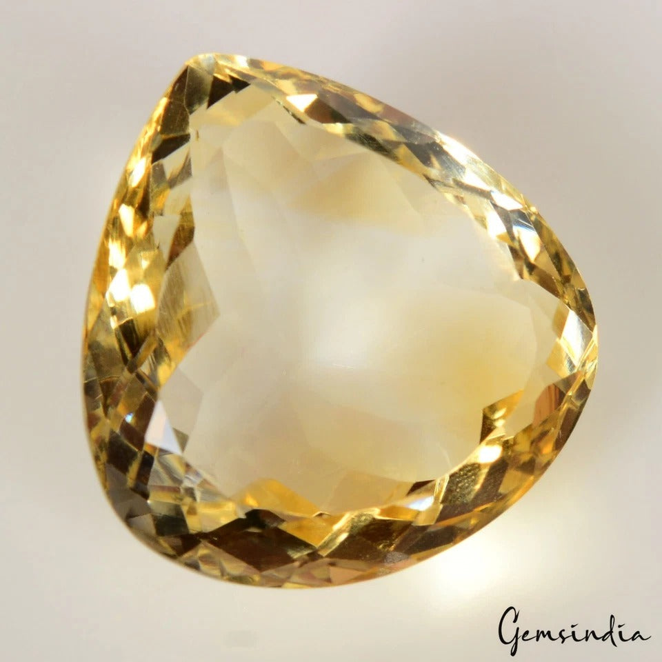 16.90 Cts Natural Brazilian Untreated Yellow Citrine Pear Faceted Cut Loose Gem