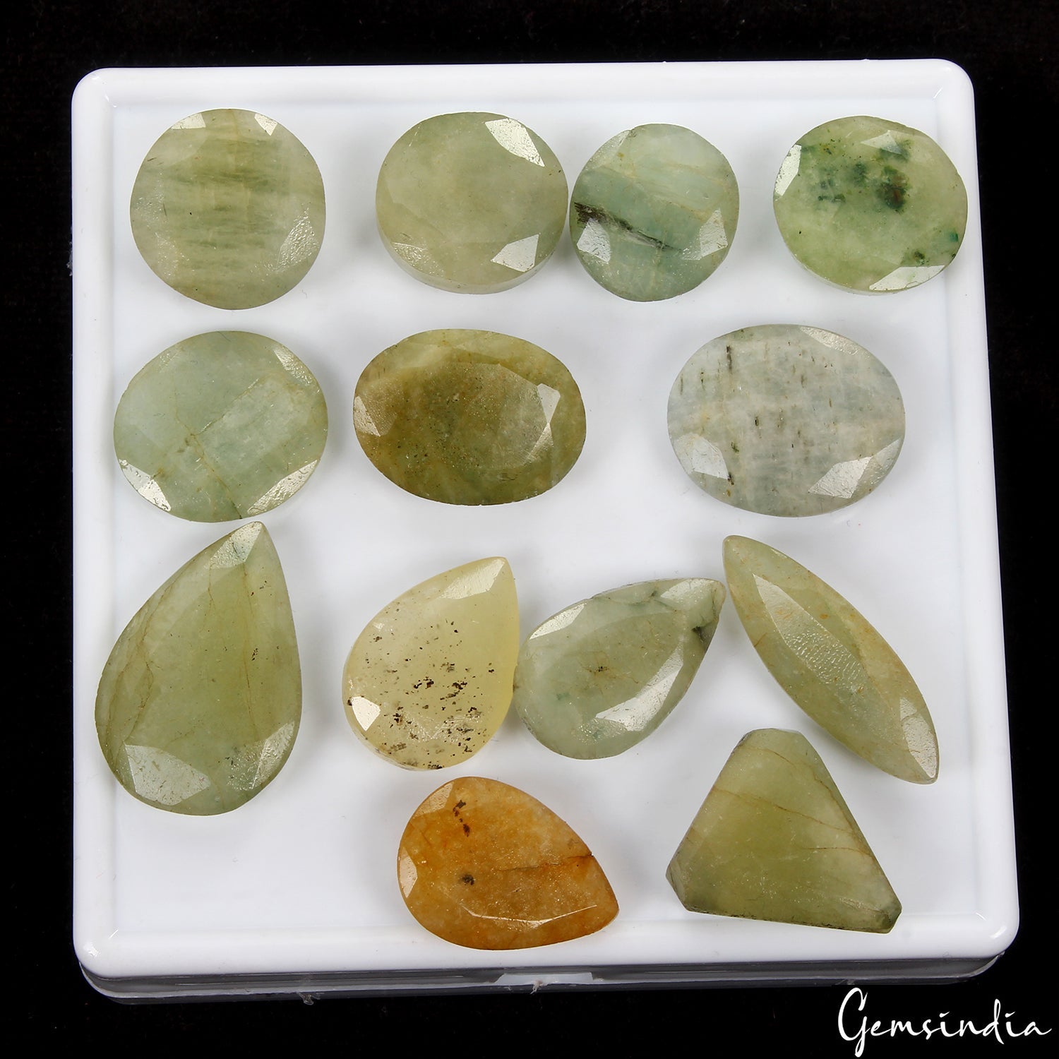 172.20 Cts/13 Pcs Natural Untreated Green Yellow Beryl Mixed Cut Loose Gems Lot