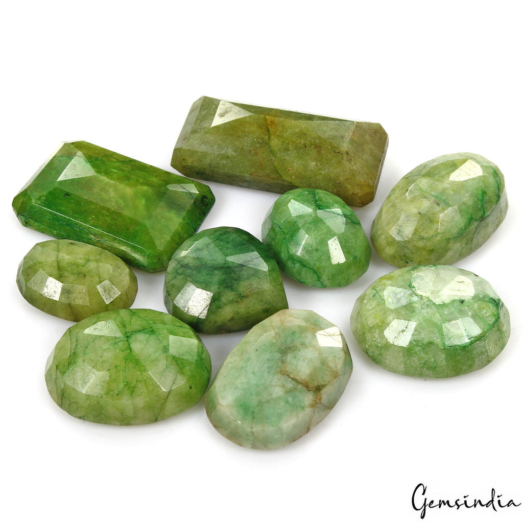 Emerald Lot, Loose Gemstone, Color Enhanced, Green — 9 Pieces, 27mm to 48mm, 770 Ct, Brazil