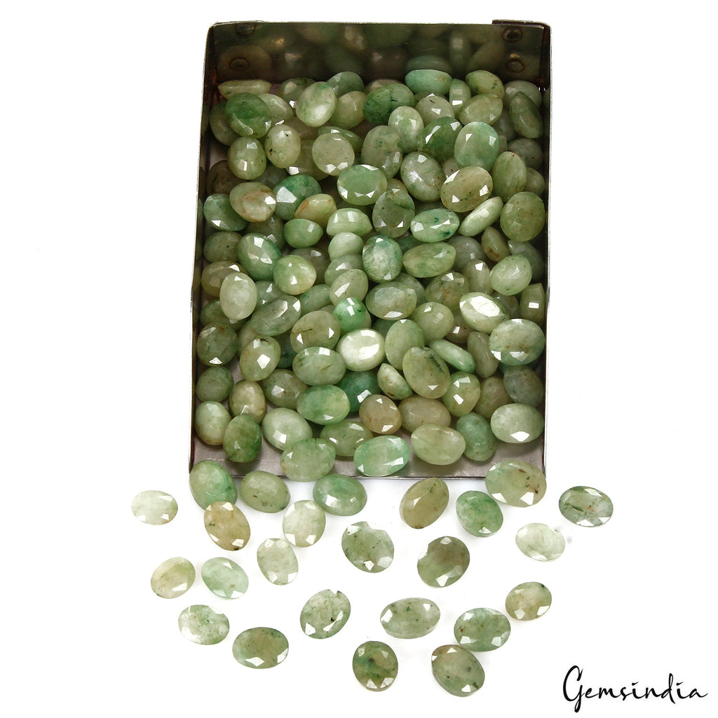 500 Cts/155 Pcs Natural Brazilian Green Emerald Oval Cut 8mm-11mm Loose Gems Lot