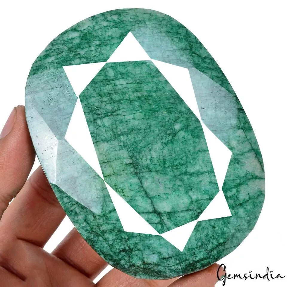 2200 Ct Natural Green Brazilian Emerald Oval Cut Earth Mined Certified Loose Gem