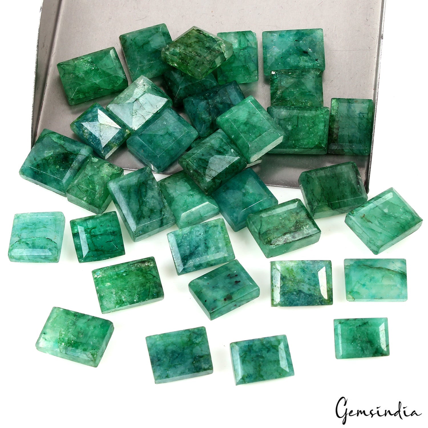 Natural 430Ct Fine Cut Colombian Blue Green Emerald Best Loose Gemstones 12-16mm