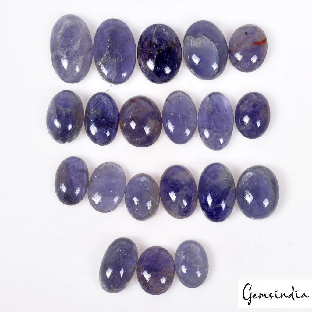 Iolite Lot, Cabochon, Untreated, Blue — 20 Pieces, 11mm to 17mm, 100.60 Ct, Madagascar