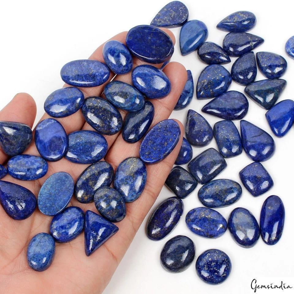 1270 Cts/52 Pcs Natural Blue Lapis Lazuli Mix Cab Loose Wholesale Gemstones Lot