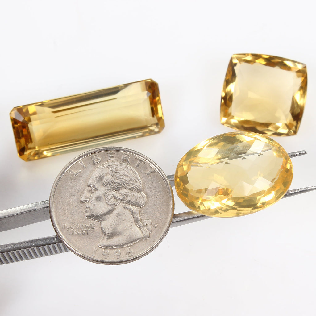Certified 89.10Ct Natural Yellow Citrine Mix Cut Loose Unheated Gemstone, Brazil