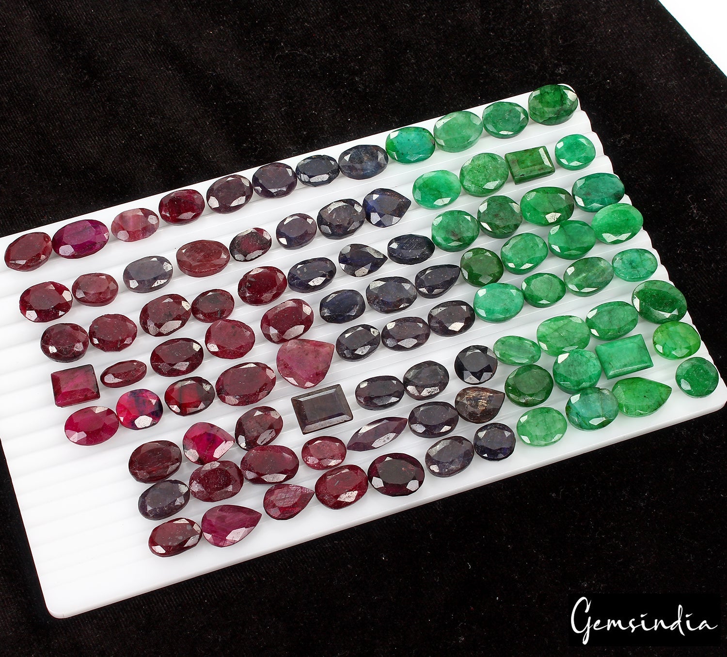 1180 Ct Natural Ruby Emerald Sapphire Mix Cut Loose Ring Size Gemstones ~ 94 Pcs