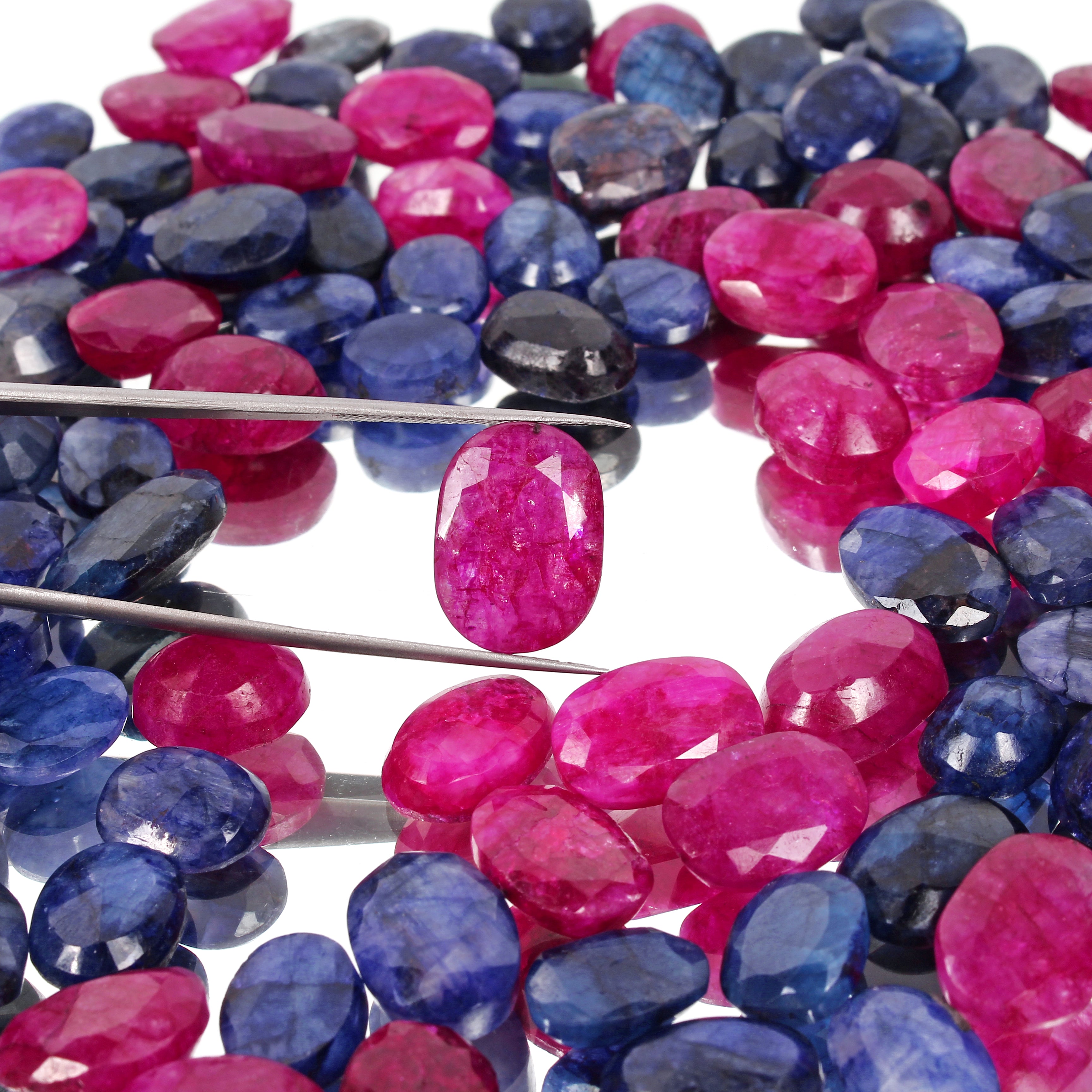 650 Ct Natural Blue Red Beryl Oval Cut Faceted Loose Wholesale Gems Lot 112 Pcs