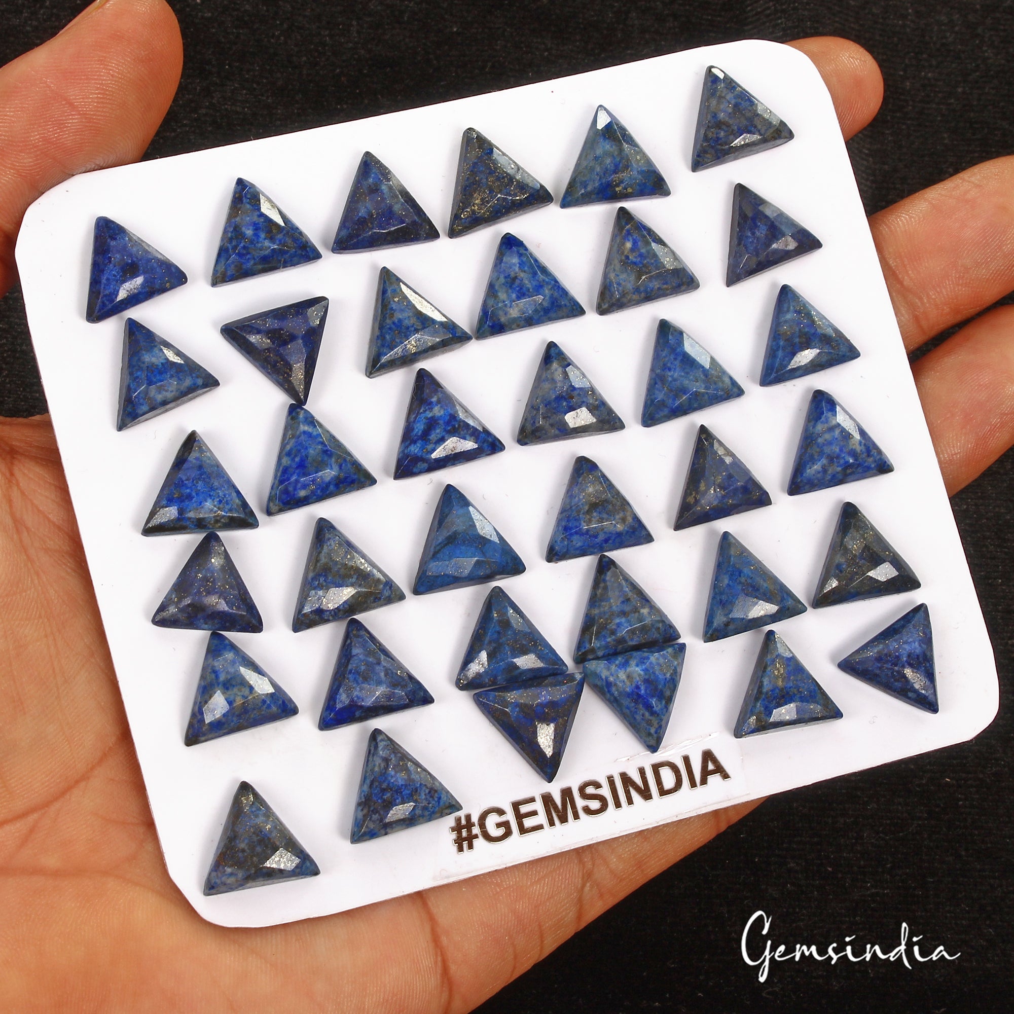 192.90 Cts/36 Pcs Natural Blue Lapis Lazuli Trillion Calibrated Gems For Jewelry