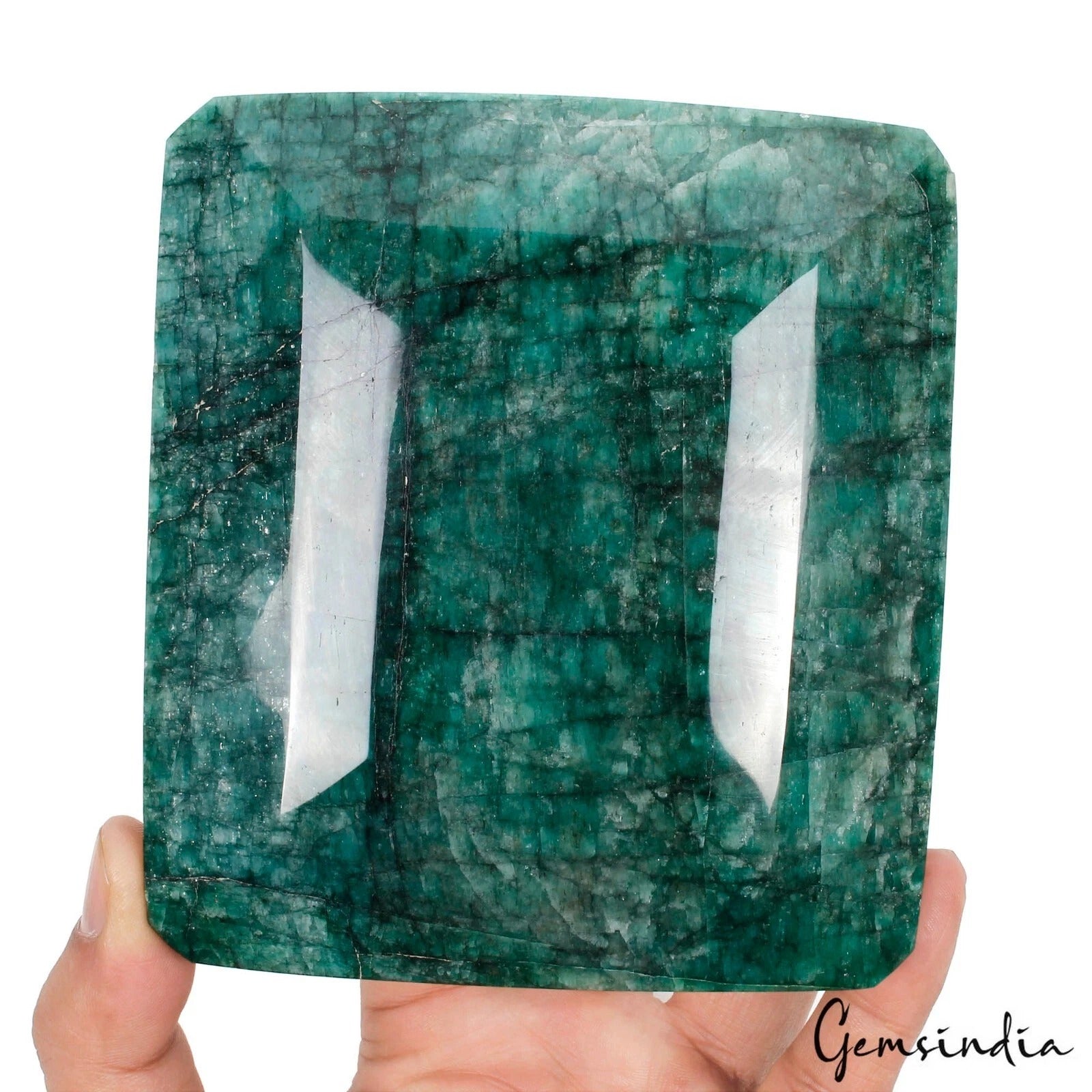 Emerald Loose Gemstone, Color Enhanced, Green — 5x4.5x2.25 Inch, 7750 Ct (1.55 Kg), Brazil