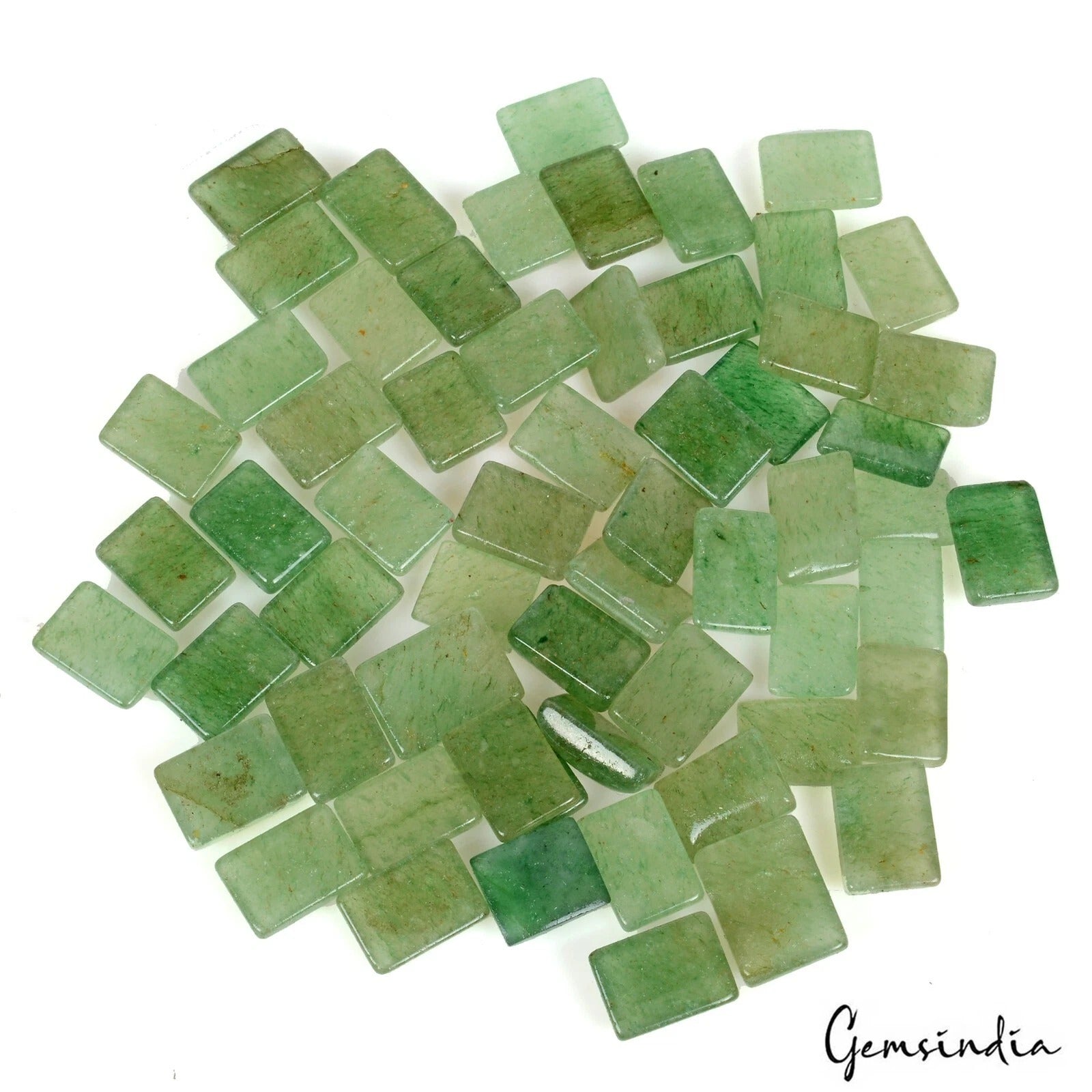 400 Ct Natural Green Aventurine Cushion Cabochon Loose jewelry Gemstones ~60 Pcs