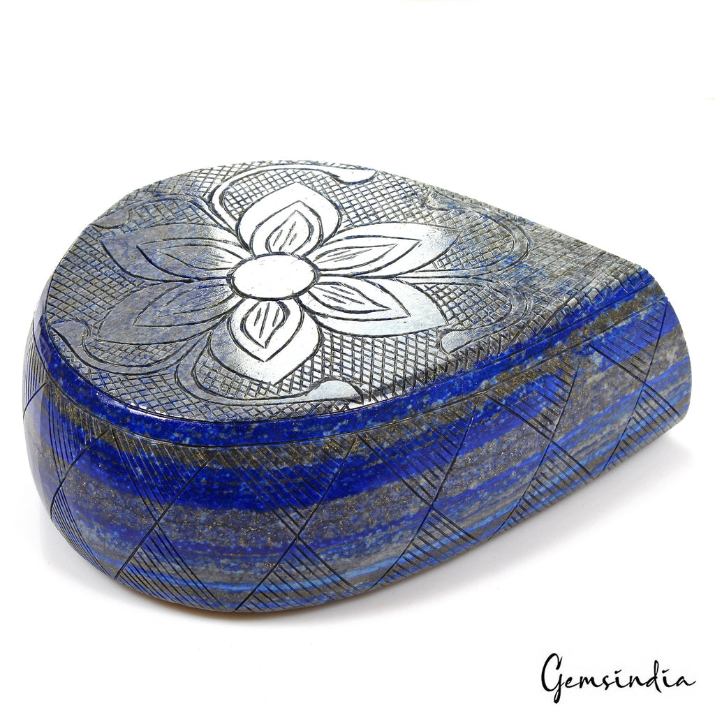 2.9 Kg Blue Grey Lapis Lazuli From Afghanistan Pear Carved Museum Grade Gemstone