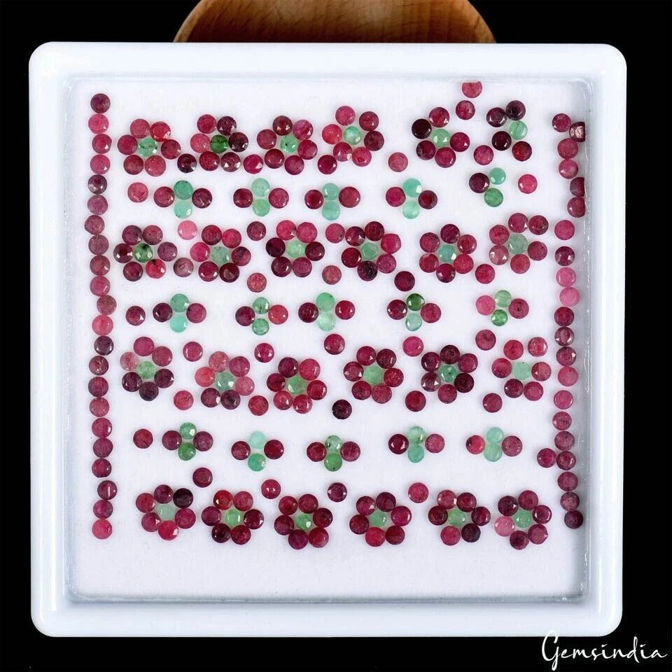 2.5mm-3mm Round Cut Natural Emerald Ruby Loose Jewelry Kind Gemstones~300 Pcs