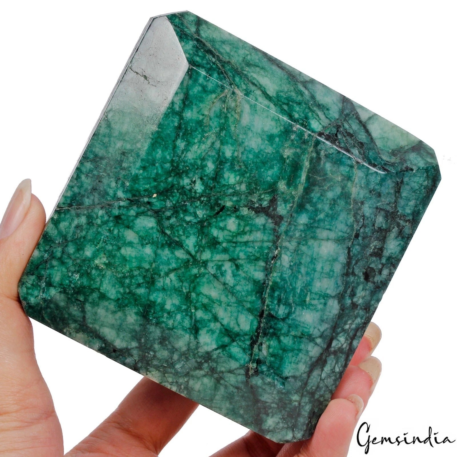 5100 Cts Natural Green Emerald Octagon Cut Huge Hand Carved Gemstone 92x90x68mm