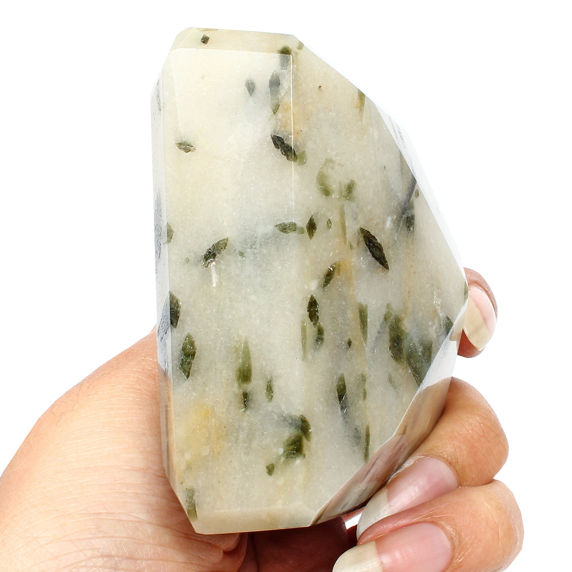 2100 Cts Natural Rutilated Quartz Black Needle Emerald Cut Collectible Gemstone