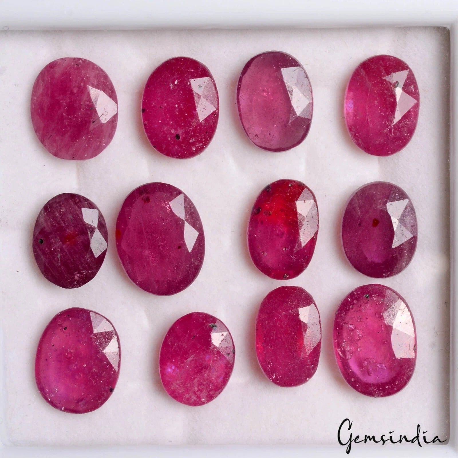 Red Ruby Natural 68.60 Ct 11-13mm Oval Cut Faceted Certified Loose Gemstone Lot