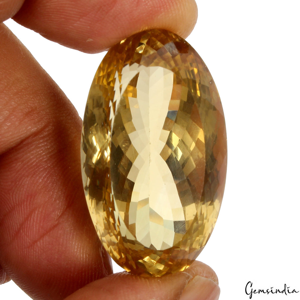 Certified Large&Clean 75.50Ct Natural Yellow Citrine Oval Loose Gemstone, Brazil