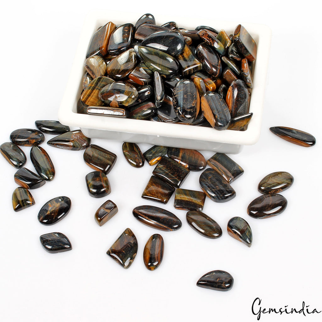 1 Kilo Natural Blue Silky Tiger's Eye Banded Cabochon Wholesale Gemstones~ 192 P