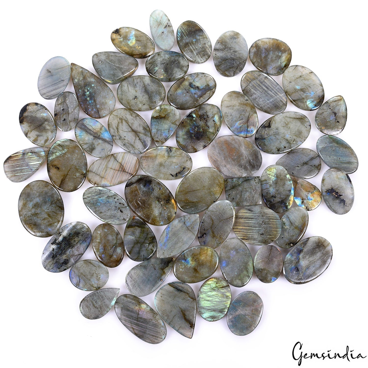 2000 Cts/55 Pcs Natural Multi Shine Labradorite Mix Cab Loose Gems Wholesale Lot