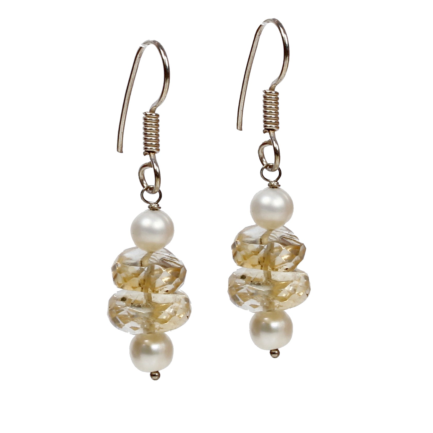 Citrine Earrings, Yellow — 5mm, 28.00 Ct, Brazil