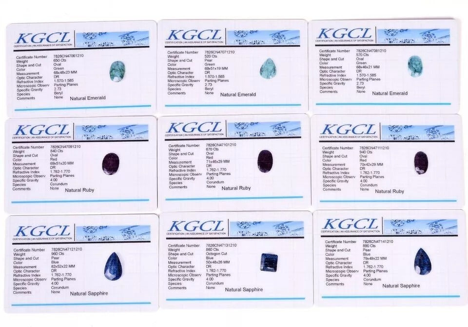 Emerald Lot, Loose Gemstone — 9 Pieces, 50mm to 82mm, 6900 Ct (1.38 Kg)