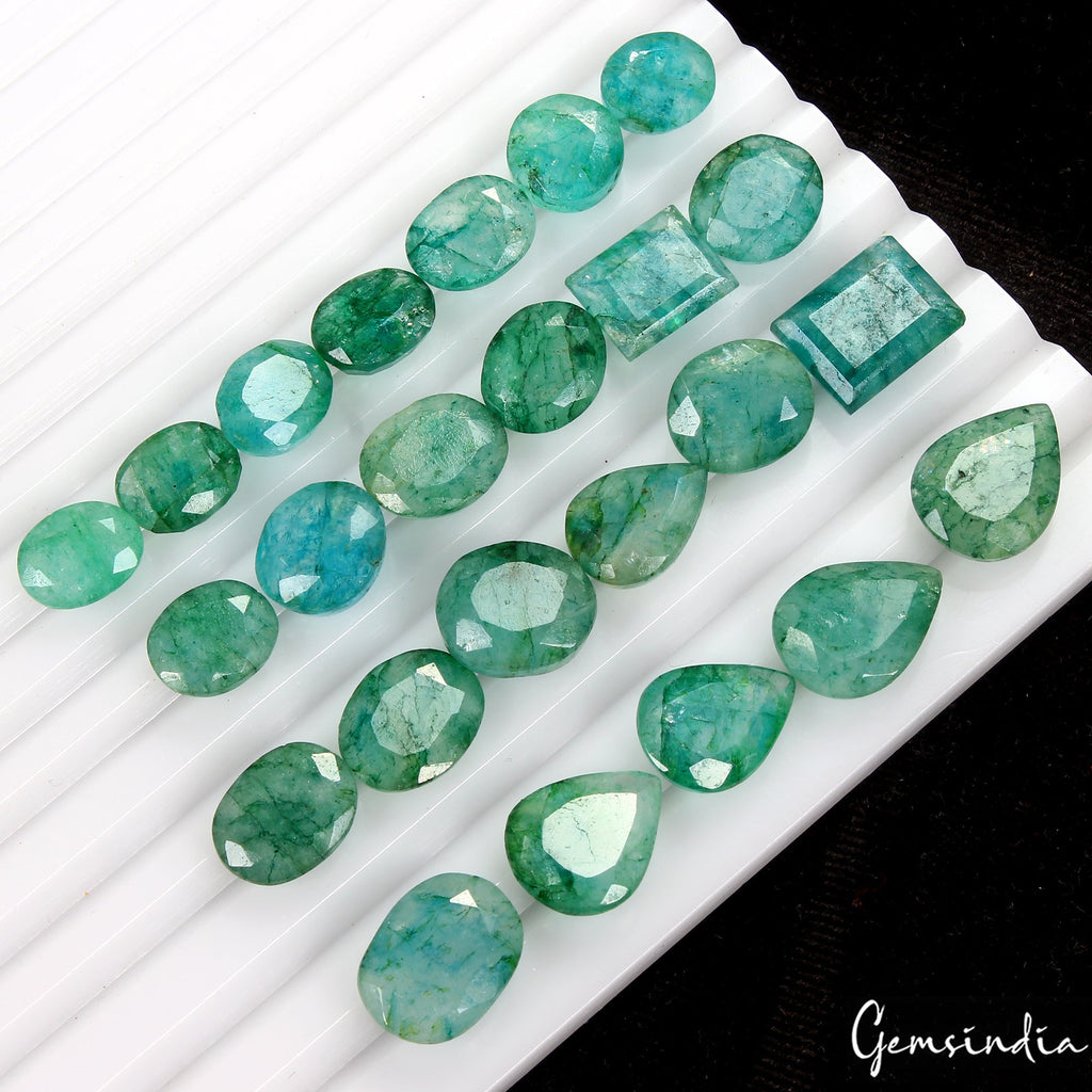 Certified 163 Ct/24 Pc Natural Top Quality Colombian Emerald Oval Cut Loose Gems