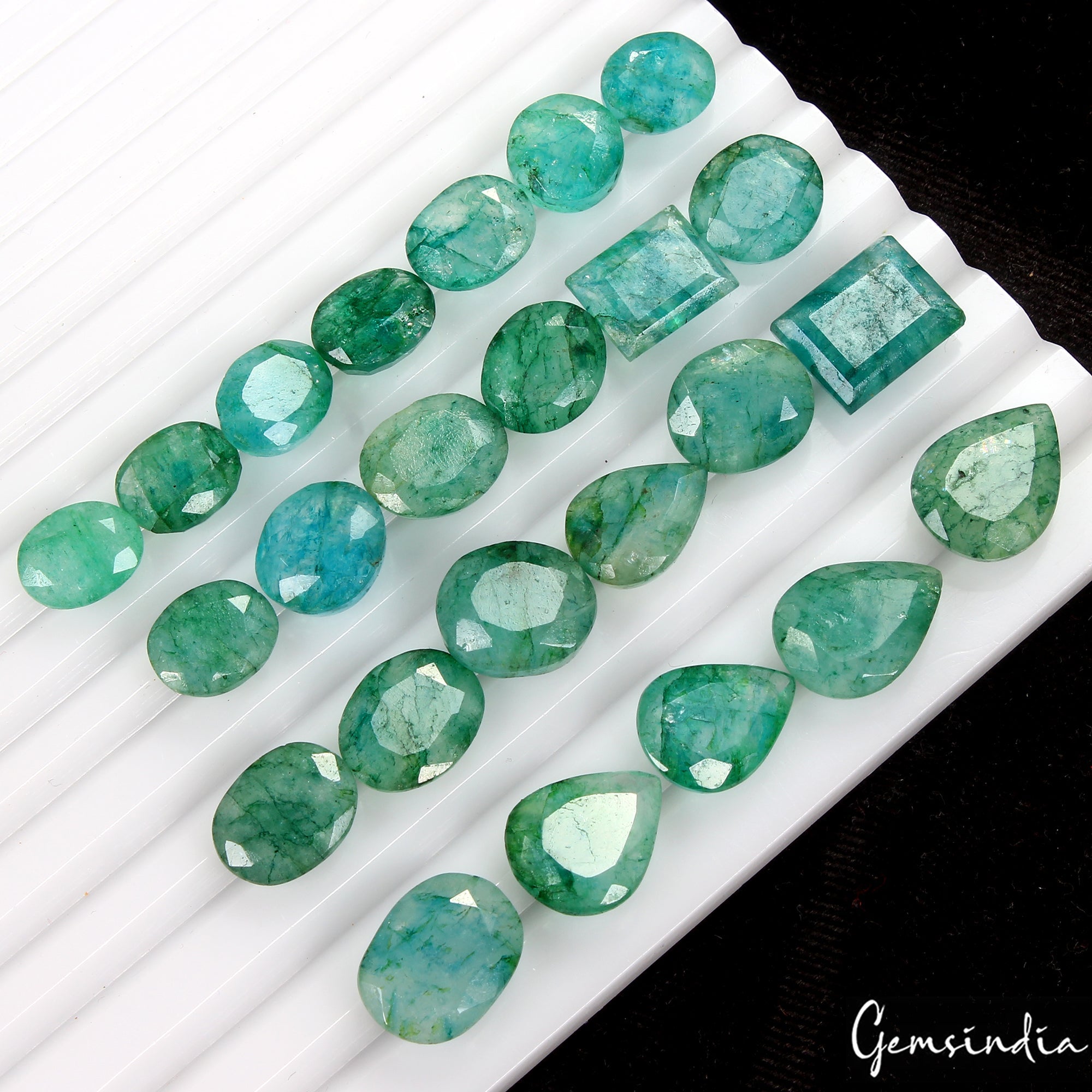 Certified 163 Ct/24 Pc Natural Top Quality Colombian Emerald Oval Cut Loose Gems