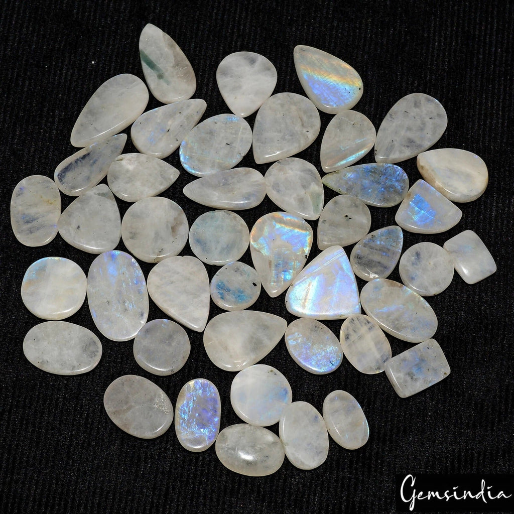 770 Cts/38 Pcs Natural Untreated Blue Shine Moonstone Mix Cab Wholesale Gems Lot