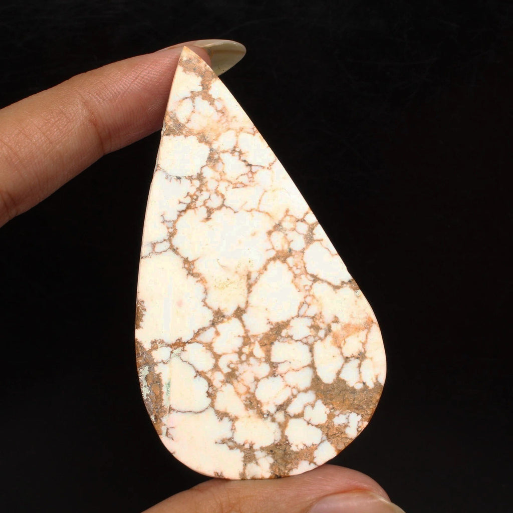 135.85 Ct Natural Untreated White Buffalo Turquoise Pear Cab Gems For Jewelry