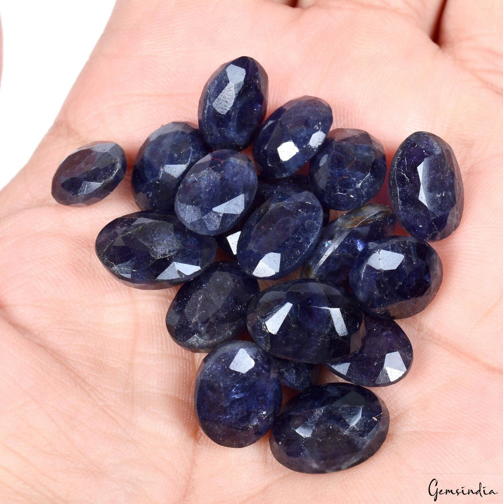 101.20 Cts/18 Pcs Natural Untreated Dark Blue Iolite Oval Loose Gems For Jewelry