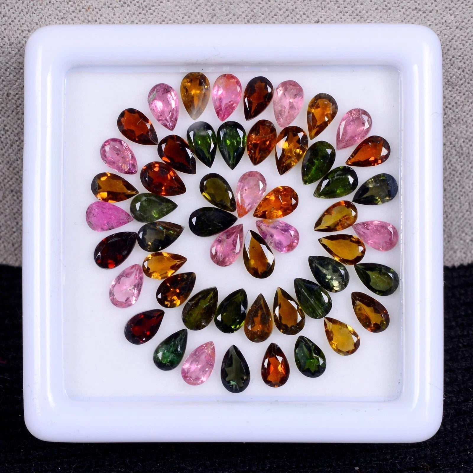 12.40 Ct/52 Pcs Natural Untreated Multi Color Tourmaline Pear Calibrated Gem Lot