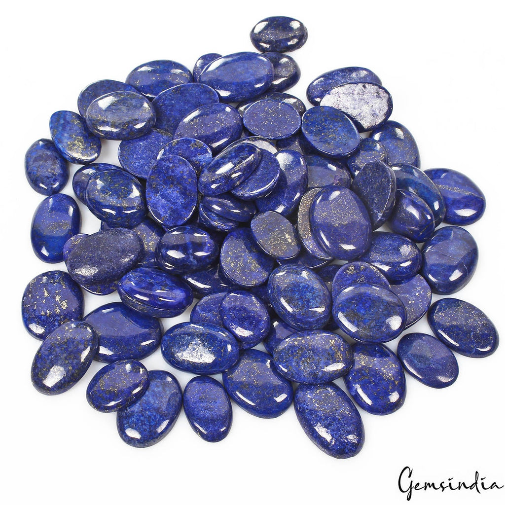 2000 Ct/79 Pcs Natural Blue Lapis Lazuli Gold Flecks Oval Cab Wholesale Gems Lot