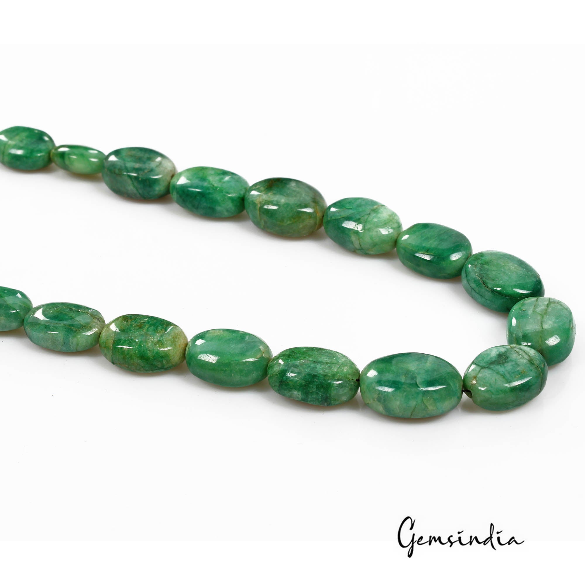 570 Ct/42 Pcs Natural Brazilian Green Emerald Oval Drill Cab Bead Loose Gems Lot