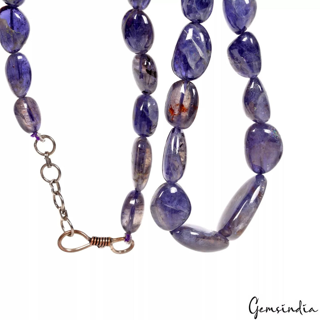 Iolite Necklace, Untreated, Blue — 10mm to 20mm, 195 Ct, Madagascar