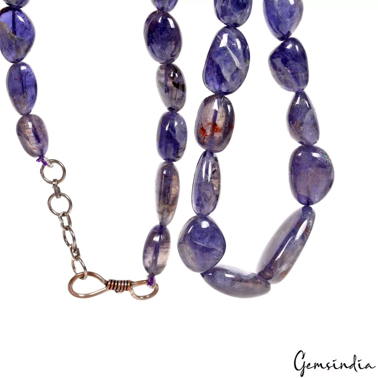 Iolite Necklace, Untreated, Blue — 10mm to 20mm, 195 Ct, Madagascar