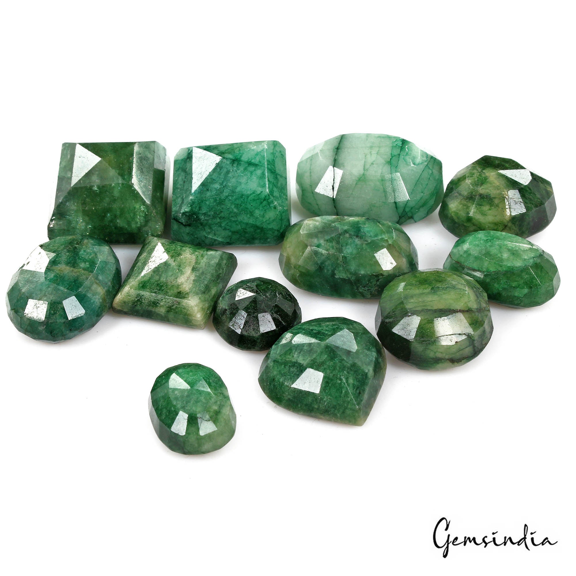 680 Cts/12 Pcs Natural Brazilian Green Emerald Mix Cut Loose Wholesale Gems Lot
