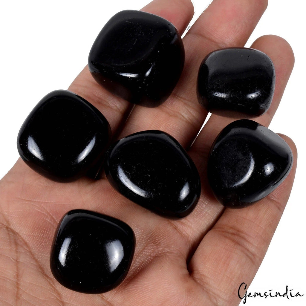 500 Cts/6 Pcs Black Natural Healing Meditation Obsidian Tumbled Shape Gems Lot