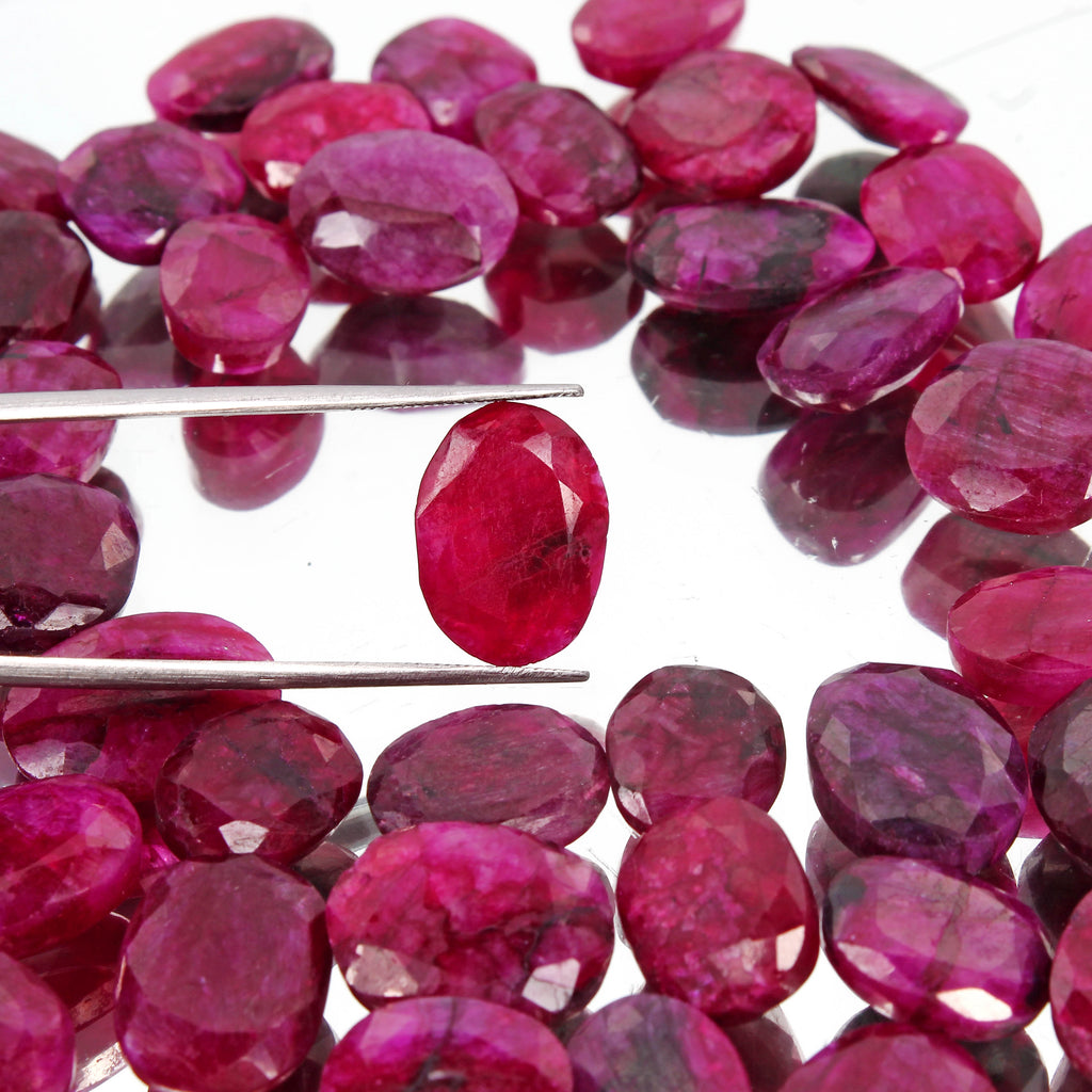 Beryl Lot, Loose Gemstone, Color Enhanced, Red — 45 Pieces, 12mm to 16mm, 300 Ct